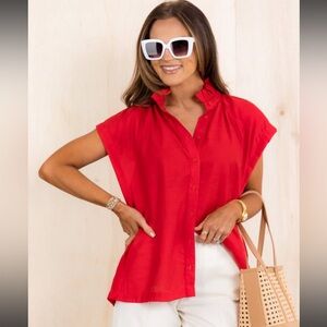 Umgee Vibrant Red Button-Up Blouse from The Willowtree Boutique. - NWT
